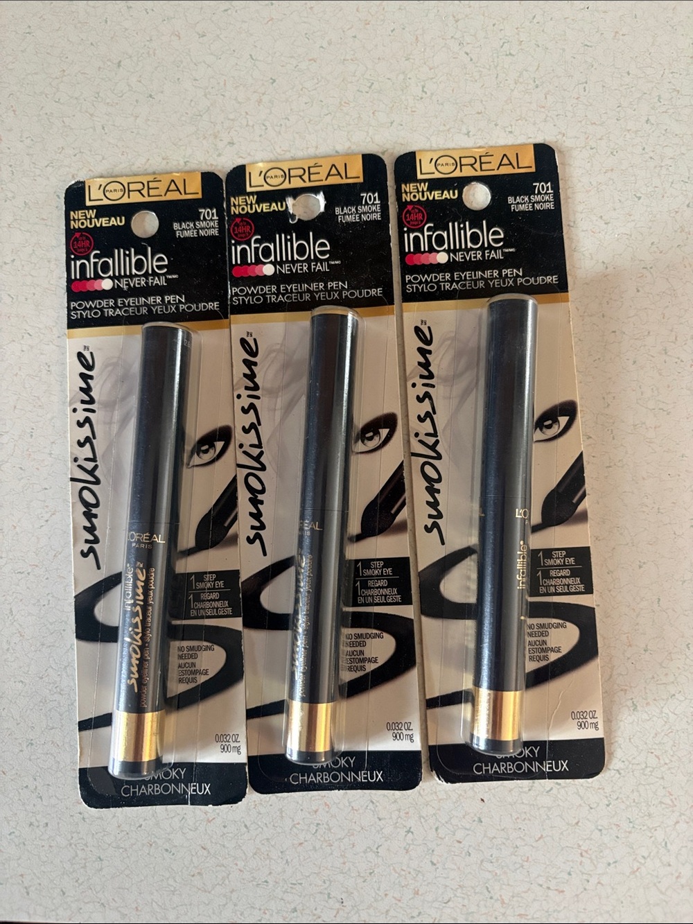 L'Oréal Infallible Smoky Powder Eyeliner Pen 701 Black Smoke (3-Pack)